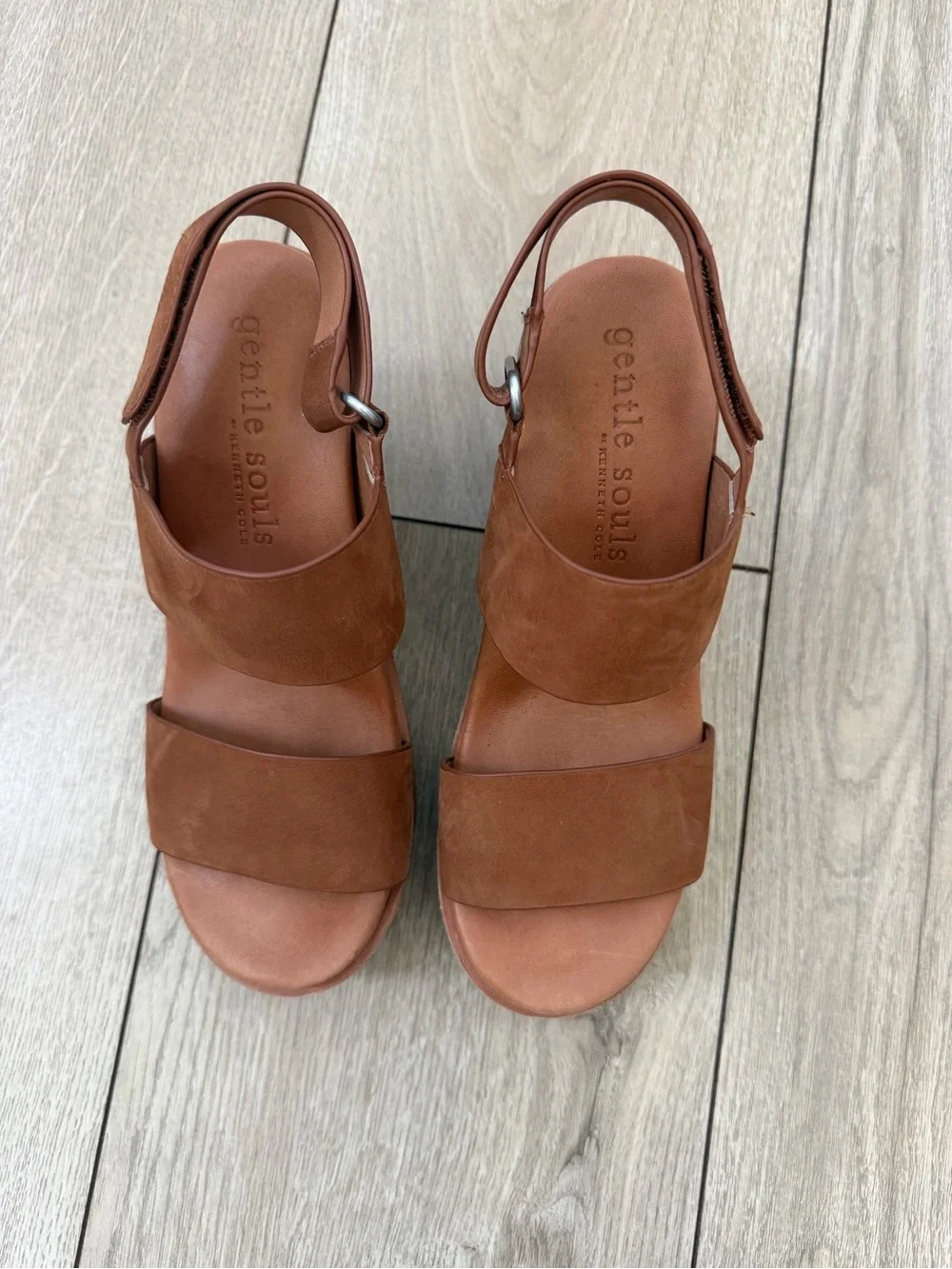 gentle souls Cognac Brown Wedge Sandals